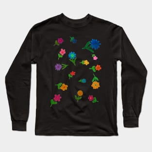 More Hand Drawn Flowers (dark background) Long Sleeve T-Shirt